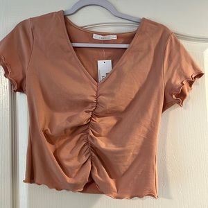 Lush Brand Peach Rouched Crop Top size M